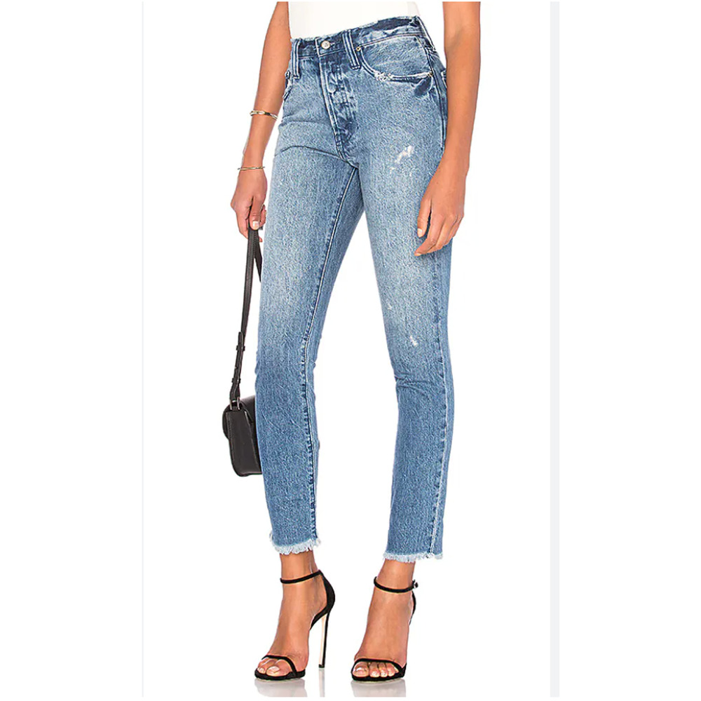 PRPS Goods & Co Jeans AMX High Waist Aunt Jean 25 Grunge Distressed Blue